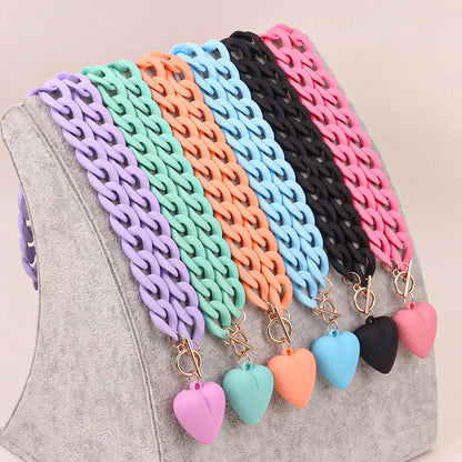 💖 Colorful Love Heart Choker Necklace 🌈 - Trendy Acrylic Pendant for Party Fun! 🎉