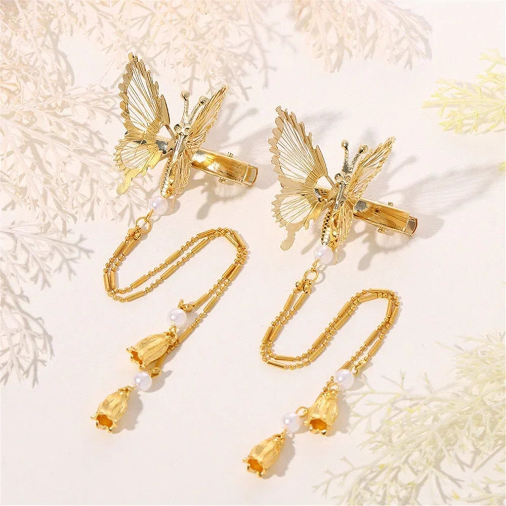 Kawaii Butterfly Hairpin 🌸✨ Vintage Tassel Clip for Adorable Style 🦋