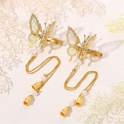 Kawaii Butterfly Hairpin 🌸✨ Vintage Tassel Clip for Adorable Style 🦋