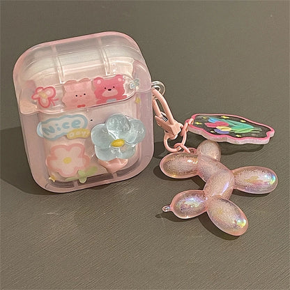 🌸Adorable 3D Blue Blossom Headphone Case for AirPods 🎧💖 with Cute Dog Tulip Charm! 🌼 - Pixie Quill