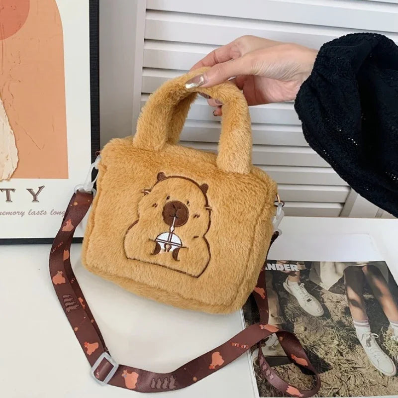 Kawaii Kapybara Plush Crossbody Bag 🐾✨ - Adorable Coin Purse for Kids!