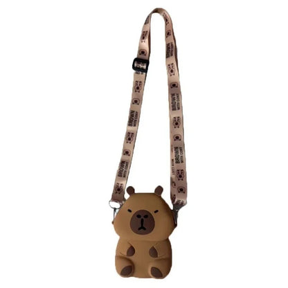 Kawaii Capybara Silica Gel Crossbody Bag 🐾✨ - Adorable Waterproof Purse with Adjustable Straps!