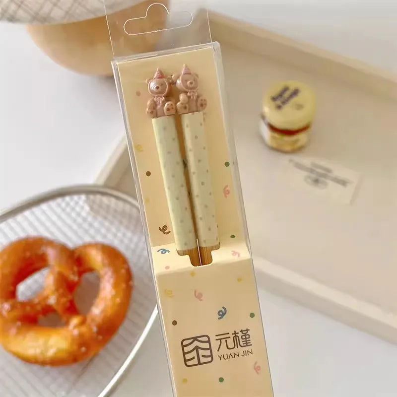 🐾 Adorable Animal-Themed Chopsticks 🥢 Cute Wooden Food Sticks for Sushi & More! 🌈 Perfect for Kids & Adults! - Pixie Quill