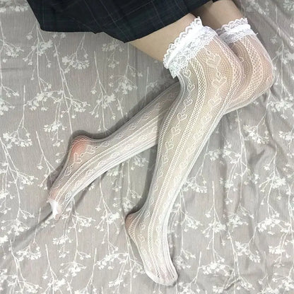 Cute Lace Delight 🌸✨ Ultra-Thin High Tube Thigh Socks for Stylish Women! - Pixie Quill