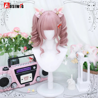 Cute Ombre Blonde & Black Double Ponytail Lolita Wig 🎀✨ - Kawaii Cosplay Hair with Bangs for Harajuku Style! 💖👸