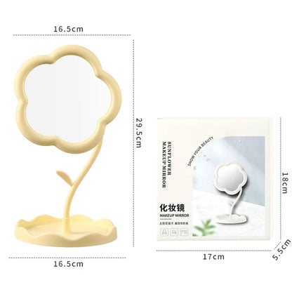 🌻 Kawaii Sunflower Makeup Mirror - Adorable Desktop Beauty & Jewelry Holder for Girls 🌸