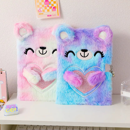 Sweet Plush Bear Lockable Notebook Set With Pen For School Kids Gift 📓🧸✏️