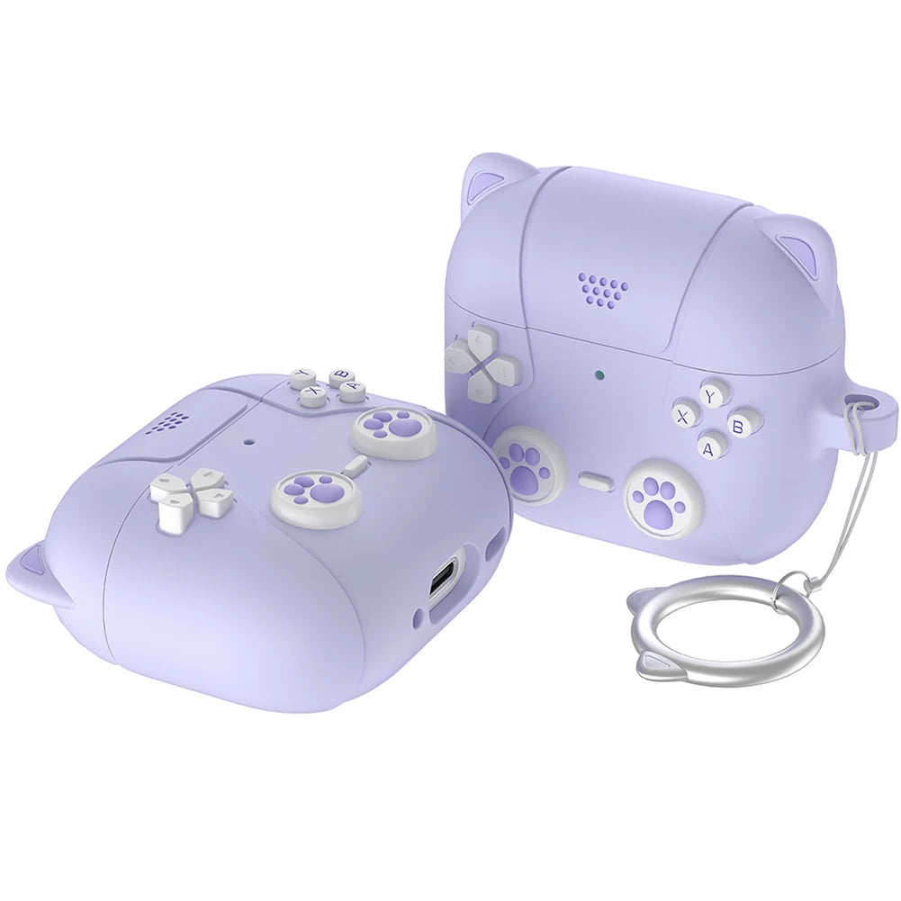 Cute Cat Paws 🐾 Silicone Case for AirPods 4 🎧 - Adorable Protection with Carabiner 🐱✨ - Pixie Quill