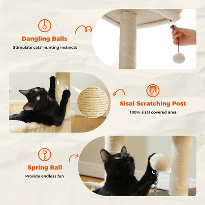 Deluxe Level Cat Tree For Indoor Cats With Cozy Condo Hammock 🐱🪵 Sisal Posts