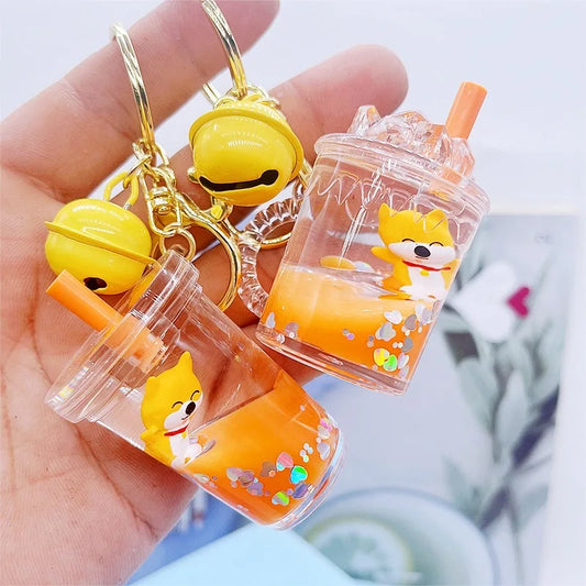 Kawaii Shiba Inu Donut Keychain 🍩✨ - Adorable Floating Bottle Pendant for Couples & Bag Charm! 💖