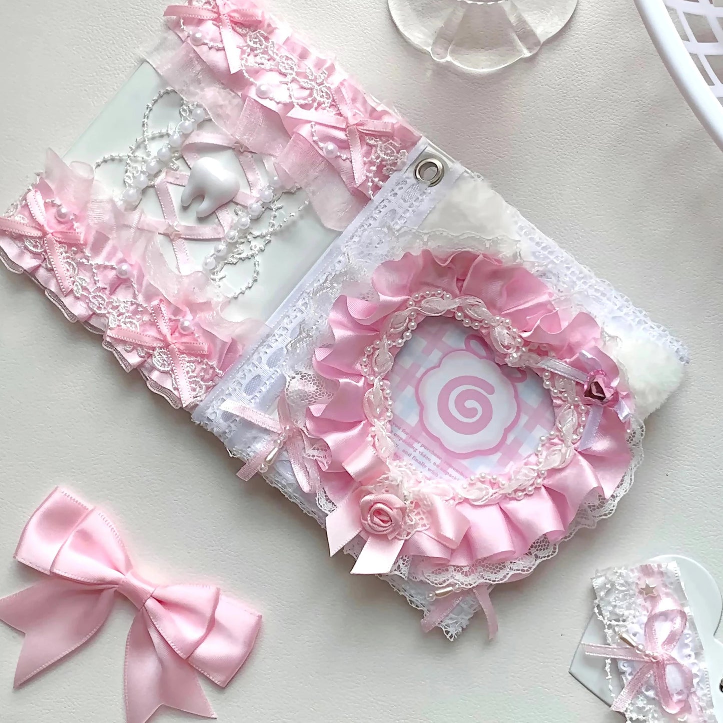 Pastel Kpop Photocard Binder With Ribbon Holder Keychain 🎀 Cute School Supplies