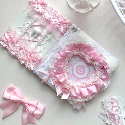 Pastel Kpop Photocard Binder With Ribbon Holder Keychain 🎀 Cute School Supplies