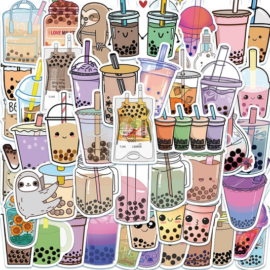 Kawaii Bubble Tea Bliss: 50PCS Adorable Pearl Milk Tea Stickers for DIY Magic! 🍵✨