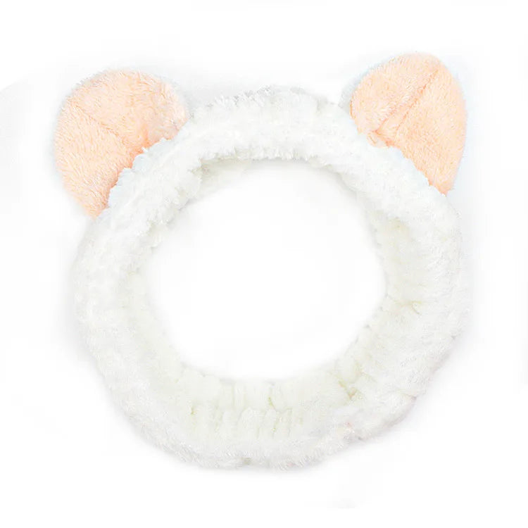 Women Wash Face Makeup Soft Coral Fleece Elastic Headband Head Wrap Cute Rabbit Bow Animal Ears Hairband Girl Hair Accessories