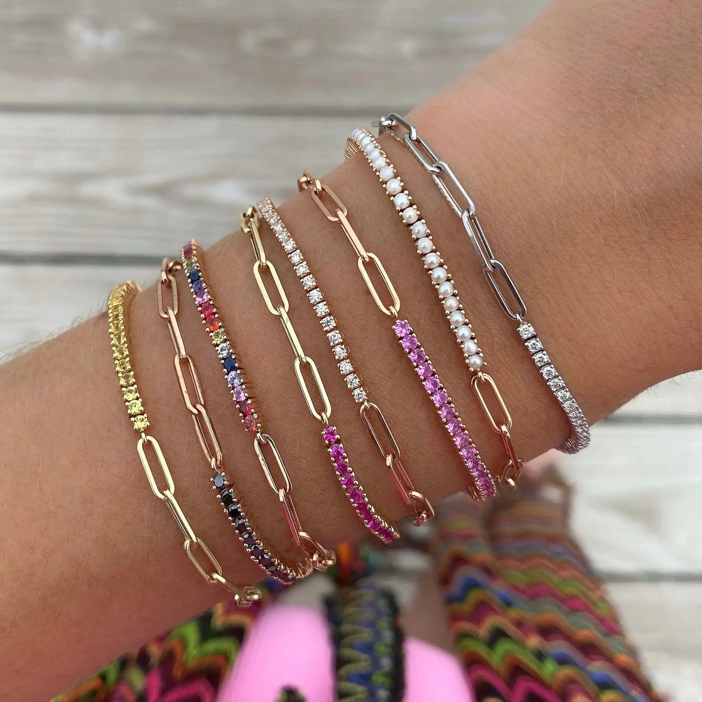 Kawaii Sparkle ✨ Cute Gold Color Tennis Bracelets with Colorful Cubic Zirconia for Women & Girls 🎀 Perfect Party Jewelry Gifts!