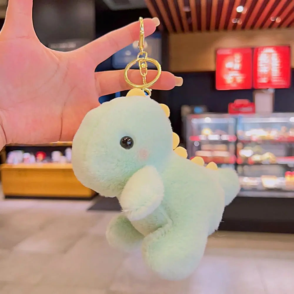 Pastel 12cm Dino Plush Keychain Pendant 🦕 Cute Portable Stuffed Doll Backpack 🎒