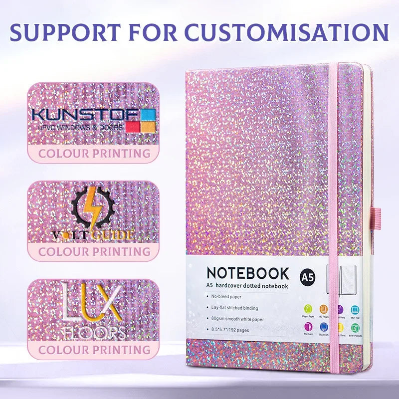 Kawaii Starry Sky A5 Notebook 🌌✨ | Cute PU Leather Cover with Elastic Tape & Pen Insert for Office Magic! 📒✍️