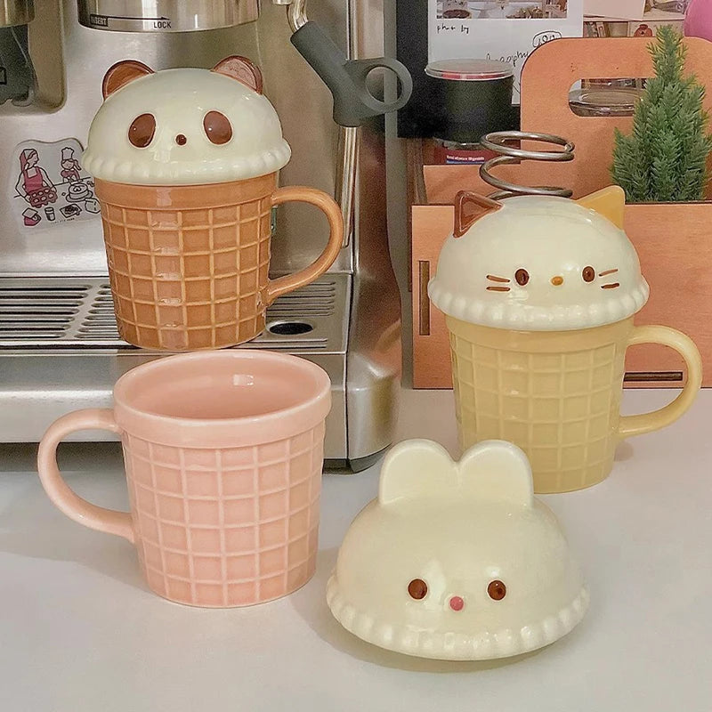 Kawaii Animal Mug 🌟 Adorable Cat, Bunny & Bear Ceramic Cup 🐾 Perfect for Tea & Coffee Lovers 💖 350ml Delight!