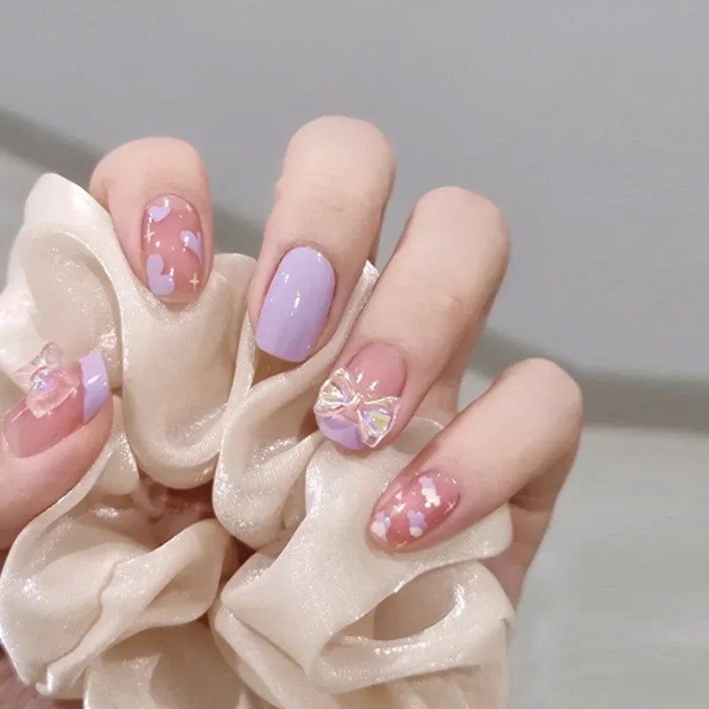 Cute Kawaii Bunny Press-On Nails 🐰✨ | 24 Pcs Full Coverage Acrylic Nail Art Set 🎨 | Reusable & Adorable Fake Nails with Tools! 💅🌸