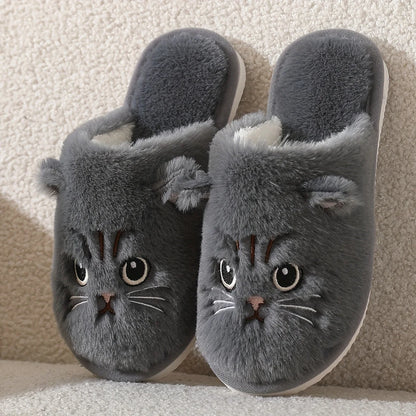 Womens Plush Cat Slippers Cozy Indoor House Shoes Non Slip EVA Sole 🐾😺