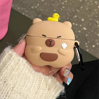 Kawaii 3D Capybara Duck Silicone AirPods Case 🦆✨ - Pixie Quill