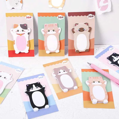 Adorable Kawaii Cat Sticky Notes 🐾 | 30 Sheets Memo Pad for School & Office 🎨 | Cute Stationery Gift & Bookmark 🌟