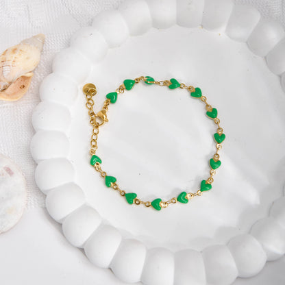 Charming Heart Shaped Chain Bracelet Stainless Steel 14K Plated Chic Jewelry For Women 💗💎✨