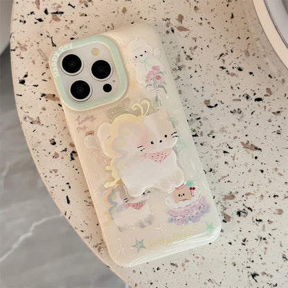 Adorable Cat Angel 🌟🌼 with Bow & Butterfly Soft Phone Case 🌈 for iPhone 11/12/13/14/15 Pro Max