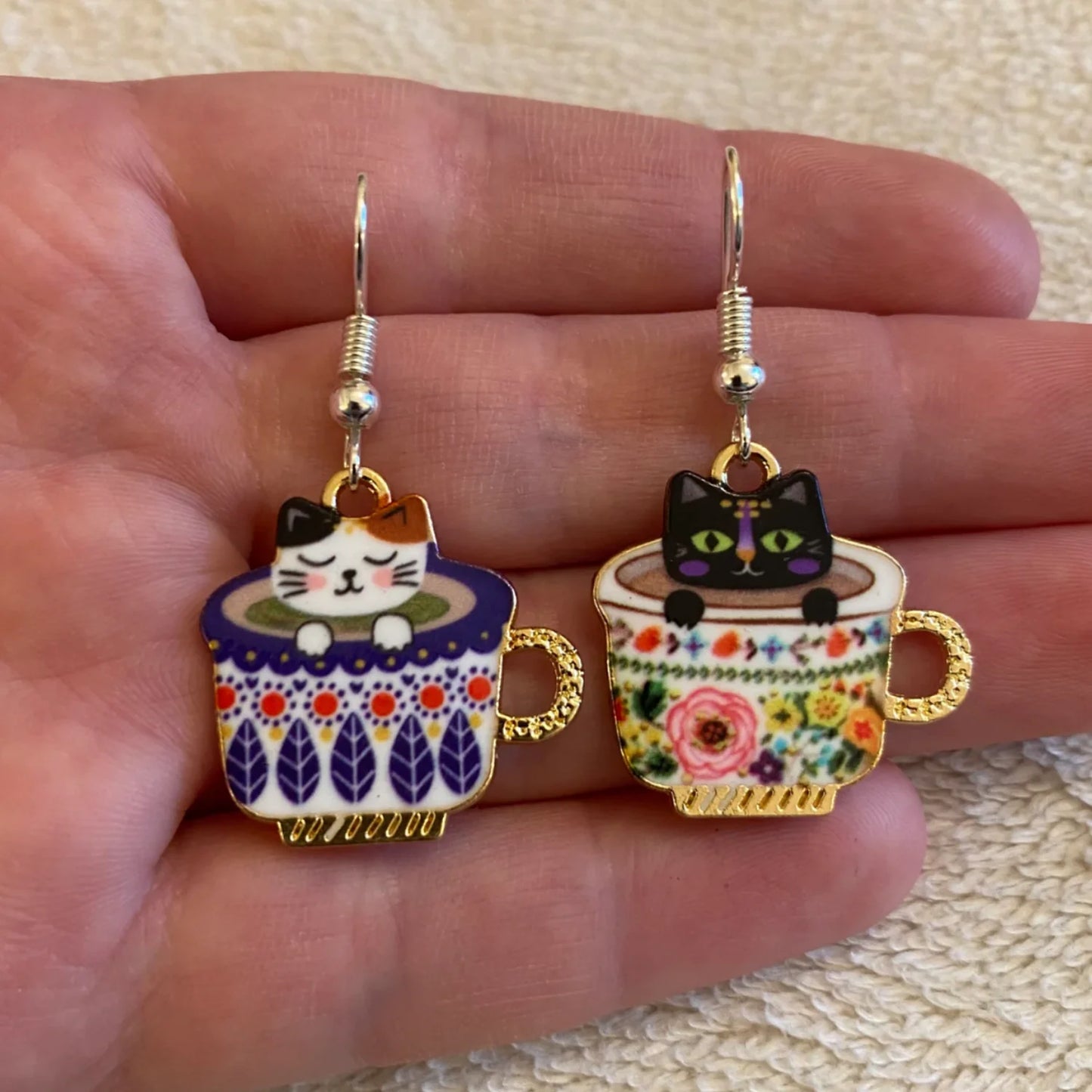 Kawaii Cat Cup Drop Earrings 🐱☕✨ - Adorable Dangle Jewelry for Women & Girls! Perfect Gift for Parties!