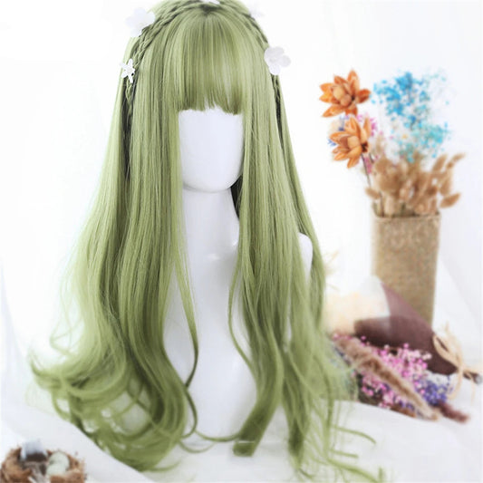 Kawaii Ombre Green Wavy Wig 🌟✨ | Heat-Resistant Fiber for Cosplay & Daily Style 💚🎀