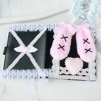 Lace Handmade Kpop Photocard Album A5 PU Leather Plush Pink Black Idol Keeper 📚💖