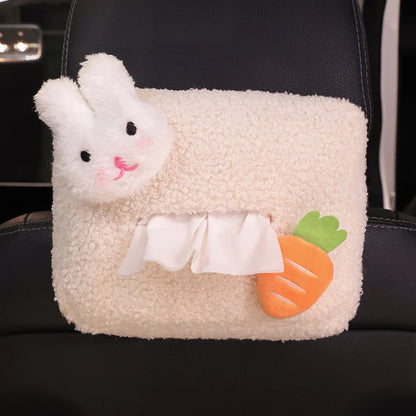 Kawaii Cloud & Flower Plush Tissue Box Holder 🌸☁️ - Adorable Car Napkin Organizer for Back Seat & Armrest! 🚗✨