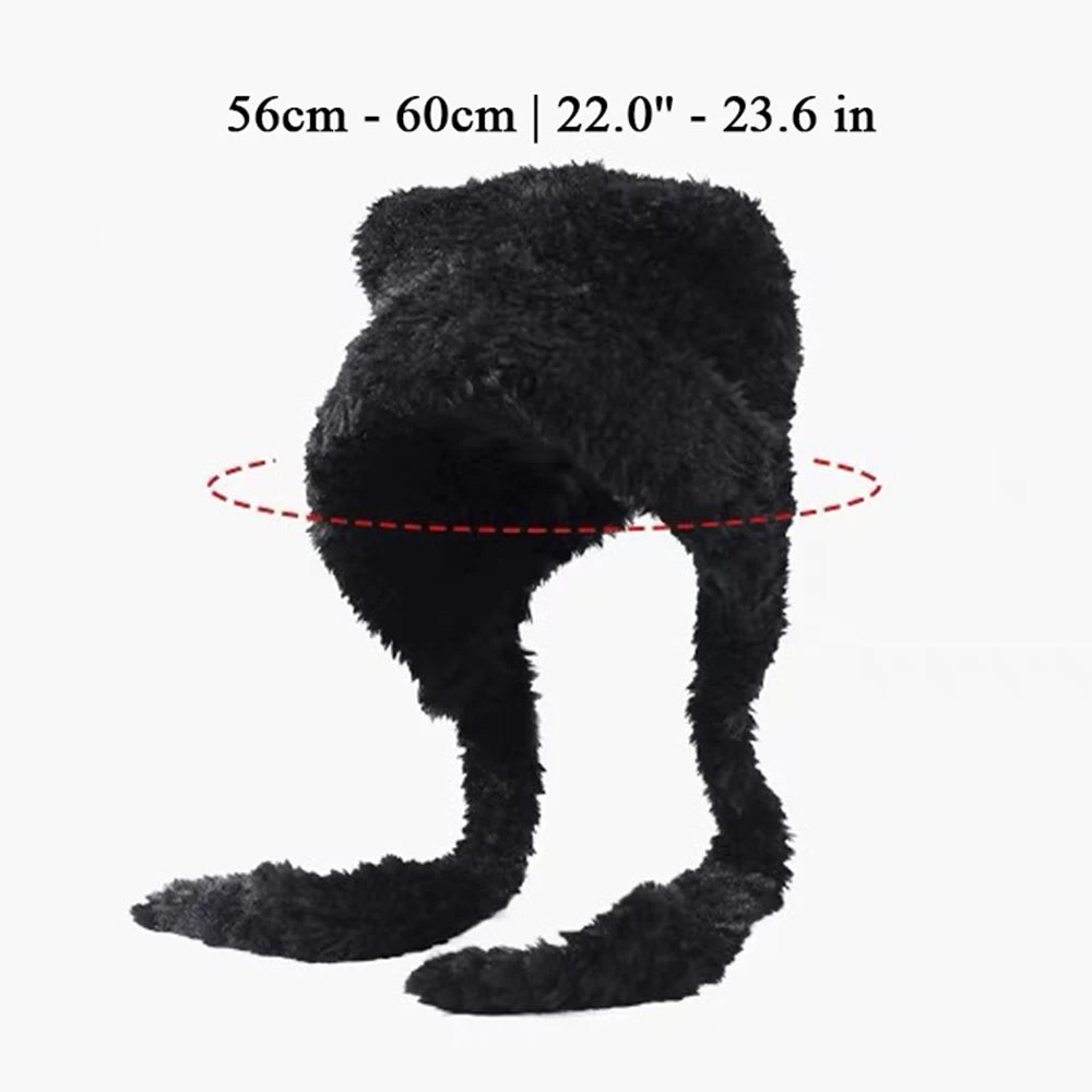 Women Winter Fox Fur Plush Beanie With Bear Ears Cosplay Cap Cozy Warm Hat 🦊❄️