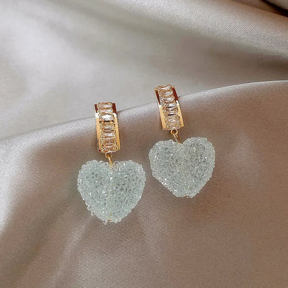 Pink Heart Crystal Dangle Earrings 💖✨ - Cute & Trendy Jewelry for Women, Perfect Gift for Girls! 🌸👩‍❤️‍👩