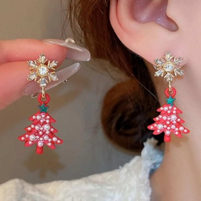 Cute Snowflake Christmas Tree Earrings For Women Holiday Gift 🎄✨