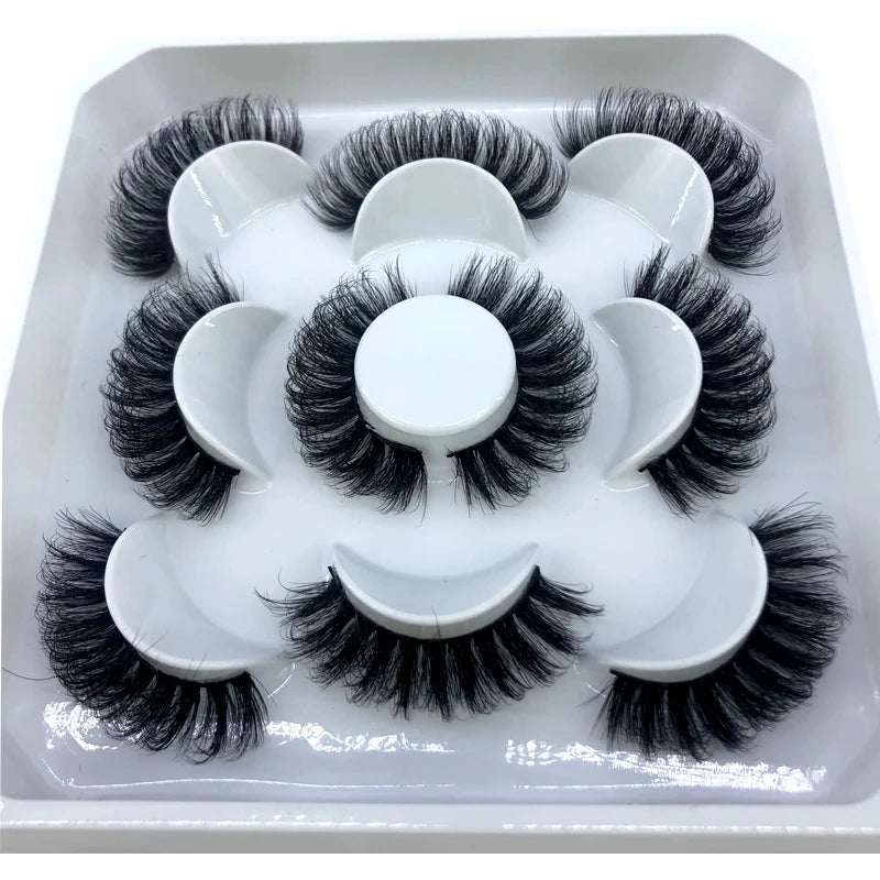 New 5 Pairs 8-25mm Natural 3D False Eyelashes Kit Mink Lashes Full Strip Look Whimsical Cute Glam 🌸✨