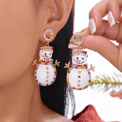 Rhinestone Snowman Drop Earrings For Women Holiday Gift Jewelry 🎄❄️