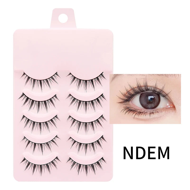 Pastel Little Devil Anime Lashes 5 Pairs Clear Band Full Strip For Natural Daily Manga Style Eyelashes 😈👁️✨
