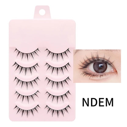 Pastel Little Devil Anime Lashes 5 Pairs Clear Band Full Strip For Natural Daily Manga Style Eyelashes 😈👁️✨