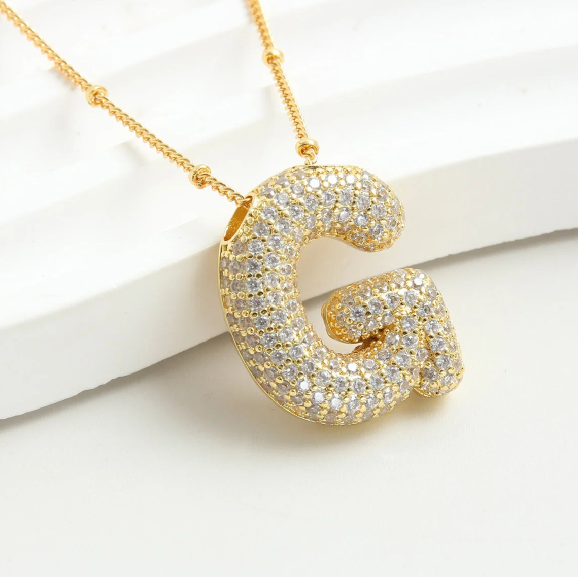 Kawaii Gold Plated Balloon Letter Necklace 🎈✨ | Chunky Initial Pendant Jewelry for Trendy Women 👩‍🎤💖