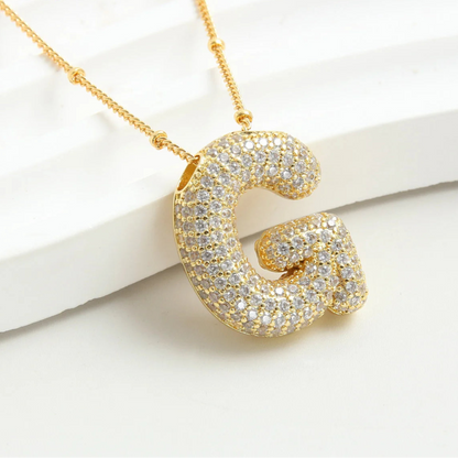 Kawaii Gold Plated Balloon Letter Necklace 🎈✨ | Chunky Initial Pendant Jewelry for Trendy Women 👩‍🎤💖