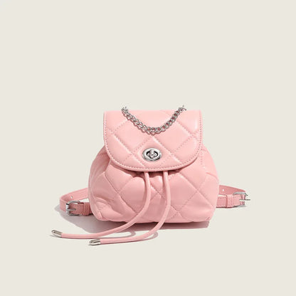 Kawaii 2024 Rhombus Chain Backpack 👜✨ | Cute White Women's Fashion Bag 🌸💖