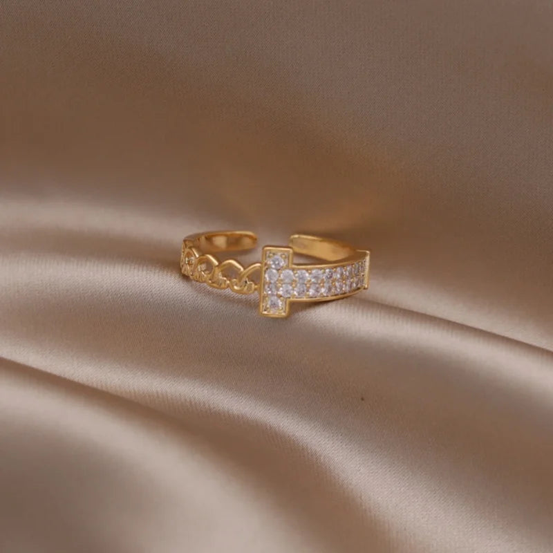 Kawaii Love Crystal Ring 💖✨ - 14K Gold Plated Heart Design for Elegant Daily Wear! 🌟💍