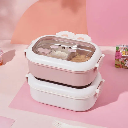 Kawaii Rabbit Bento Box 🐰✨ | Large Capacity Stainless Steel Lunch Box for Kids | Cute Portable Sealed Meal Container 🎁🥪