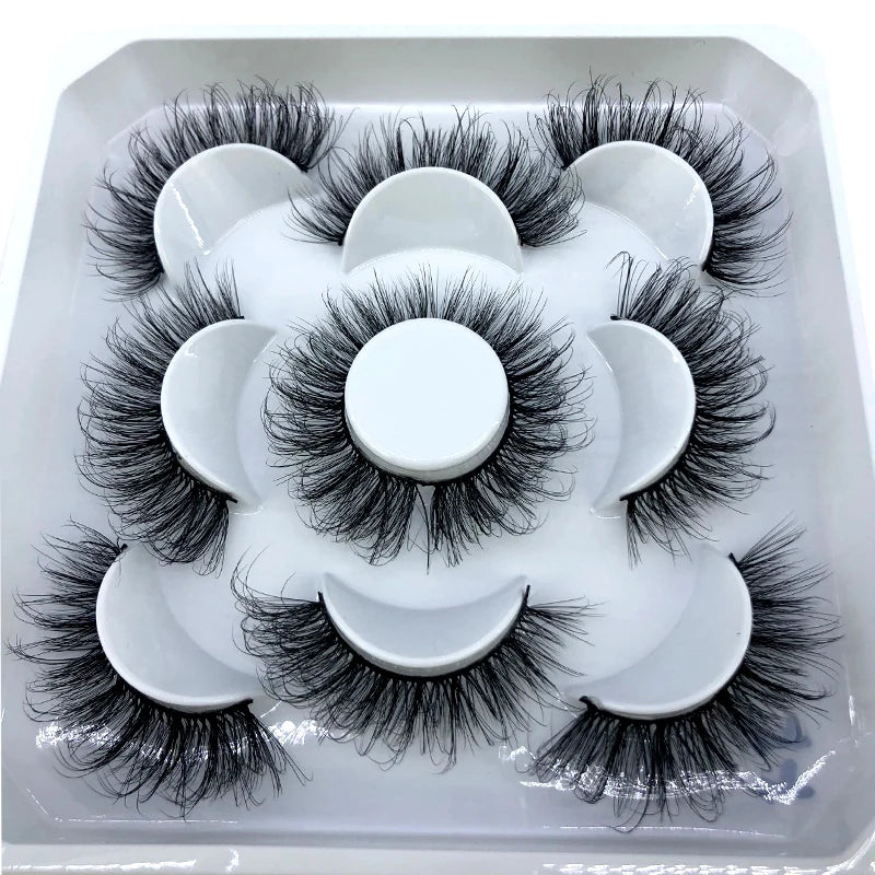 New 5 Pairs 8-25mm Natural 3D False Eyelashes Kit Mink Lashes Full Strip Look Whimsical Cute Glam 🌸✨