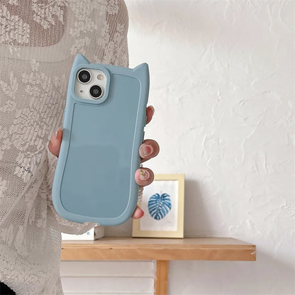 Kawaii Cat Ear Silicone Phone Case for iPhone 15/14/13/12/11 Pro Max 🐾💖 - Cute & Shockproof Cover for Girls!