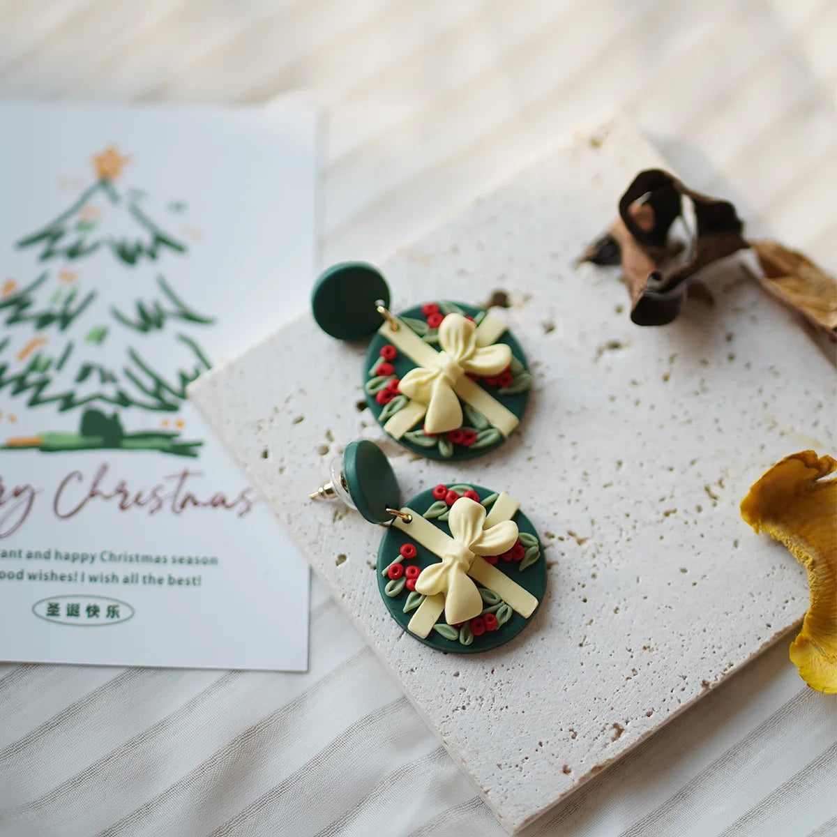 Cute Christmas Polymer Clay Dangle Earrings Santa Snowman Bell Gingerbread 🎄⛄️