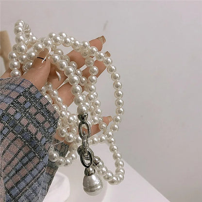 Kawaii Dreamy Pearl Charm Necklace 🌸✨ | Trendy Long Chain with Playful Pendant for Stylish Women!