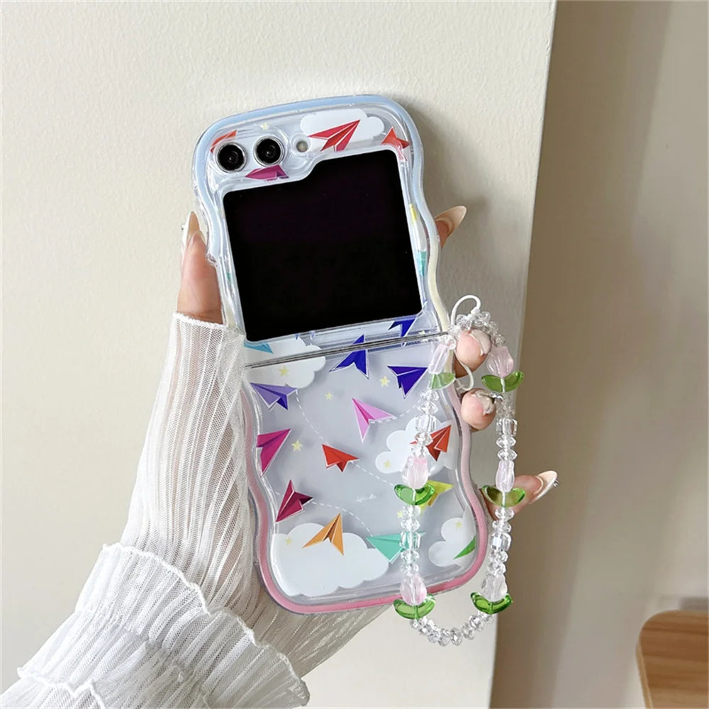 🌸 Whimsical Floral Charm Bracelet Case for Samsung Galaxy Z Flip 6/5/4/3 💖✨