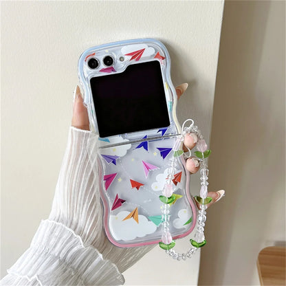 🌸 Whimsical Floral Charm Bracelet Case for Samsung Galaxy Z Flip 6/5/4/3 💖✨